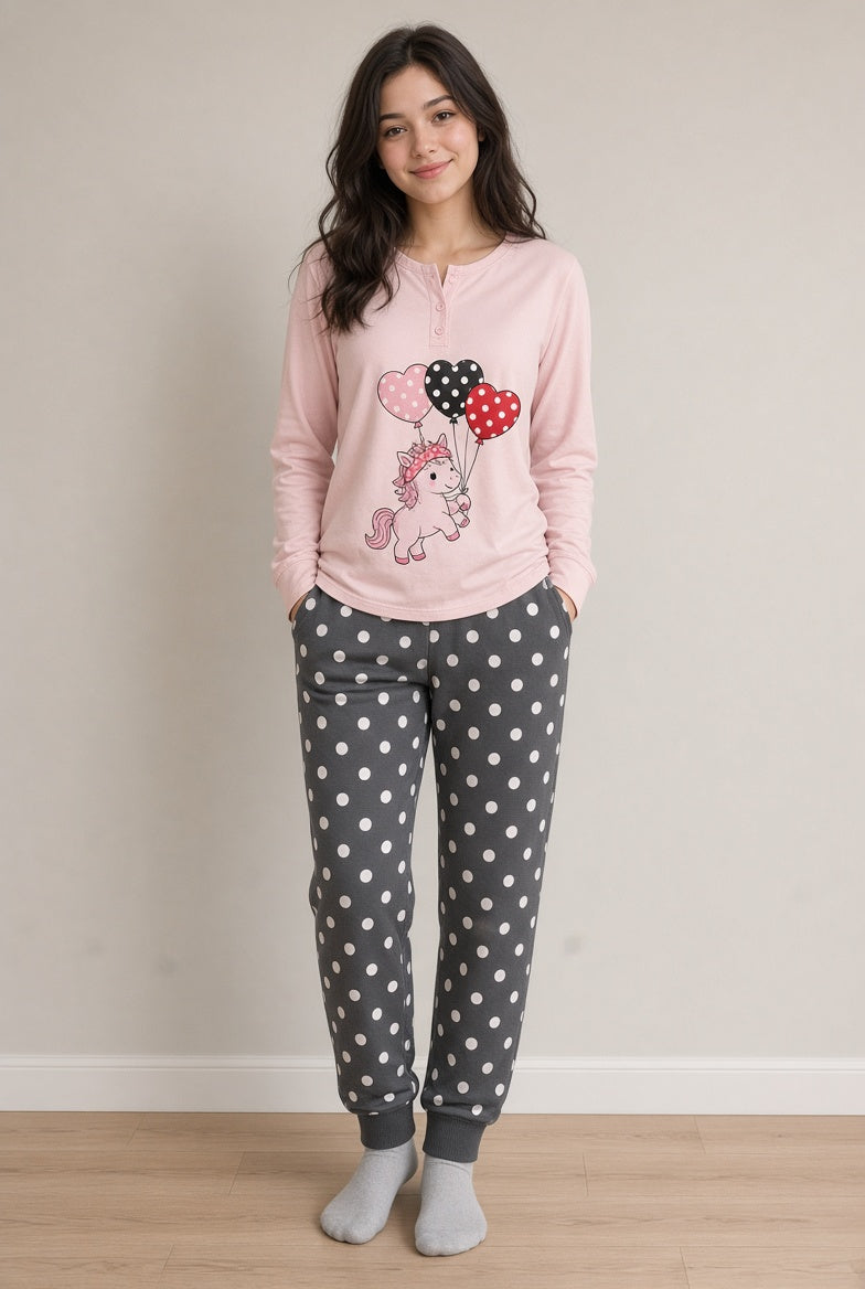 Pijama rosa mujer unicornio